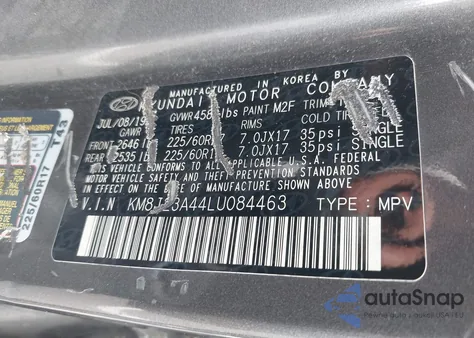 2020 Hyundai Tucson Se from USA, damaged, VIN KM8J23A44LU084463